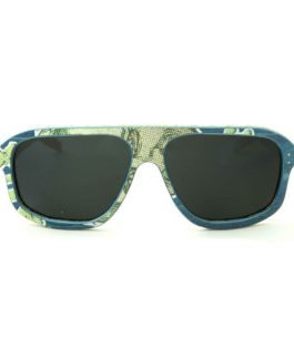 5-0 Blue Green White Recycled Skateboard Glasses Front (Thumbnail)