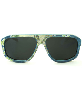 5-0 Blue Green White Recycled Skateboard Glasses Front (Thumbnail)