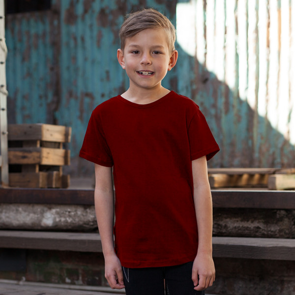 Kids' Scooped T-Shirt Front (Burgundy)
