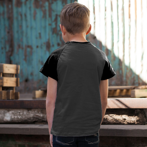 Kids' Short Sleeve Baseball Top Back (Black Charcoal Melange)