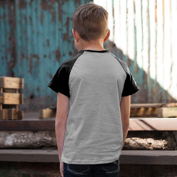 Kids' Short Sleeve Baseball Top Back (Black Grey Melange)