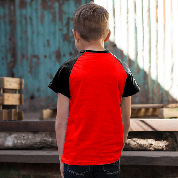 Kids' Short Sleeve Baseball Top Back (Black & Red)