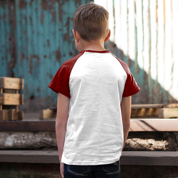 Kids' Short Sleeve Baseball Top Back (Burgundy & White)