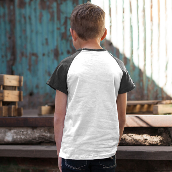 Kids' Short Sleeve Baseball Top Back (Charcoal Melange White)