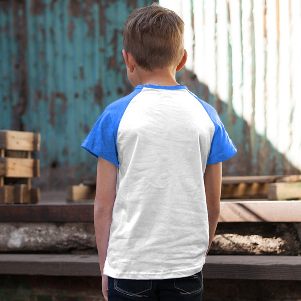 Kids' Short Sleeve Baseball Top Back (Denim Blue Melange White)