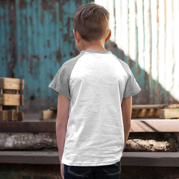 Kids' Short Sleeve Baseball Top Back (Grey Melange White)
