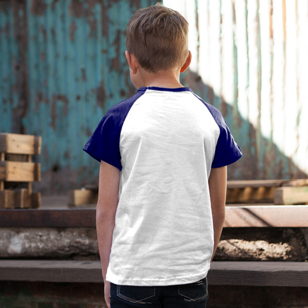 Kids' Short Sleeve Baseball Top Back (Navy & White)