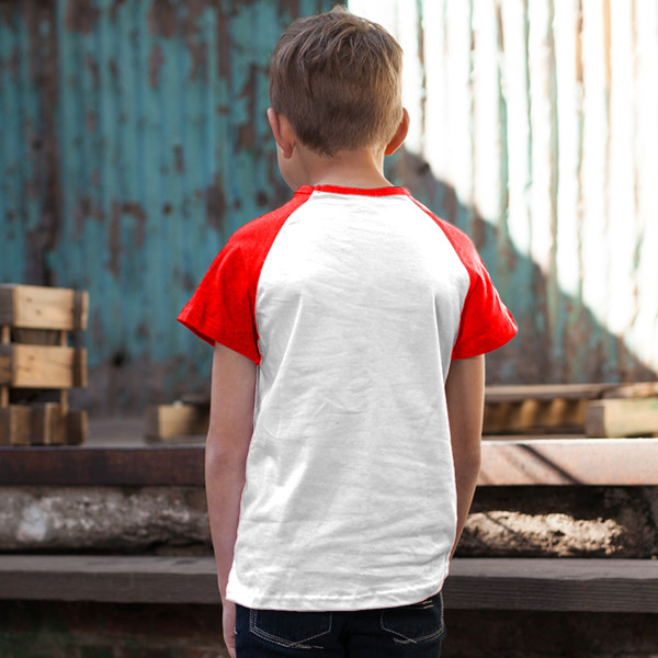 Kids' Short Sleeve Baseball Top Back (Red & White)