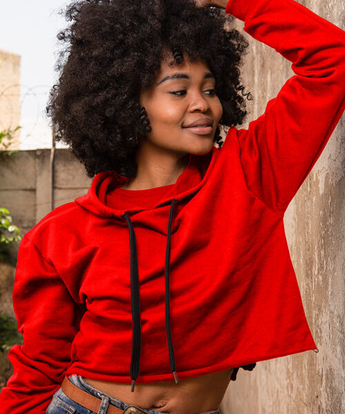 Ladies' Cropped Hoodie Front (Red)