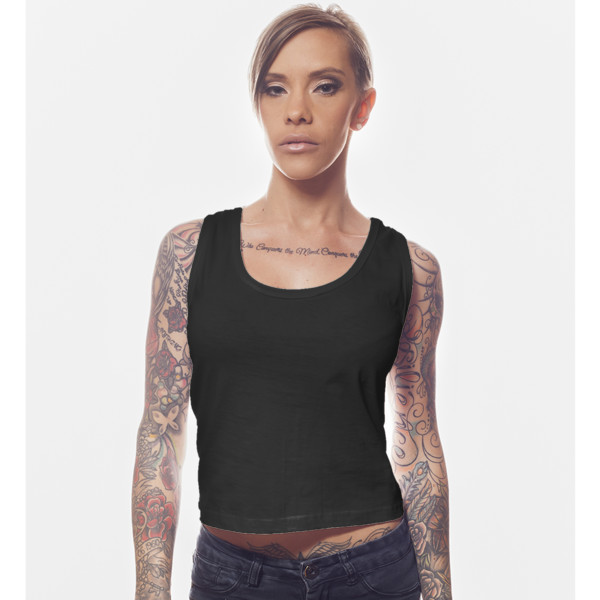 Ladies' Cropped Tank Front (Charcoal Melange)