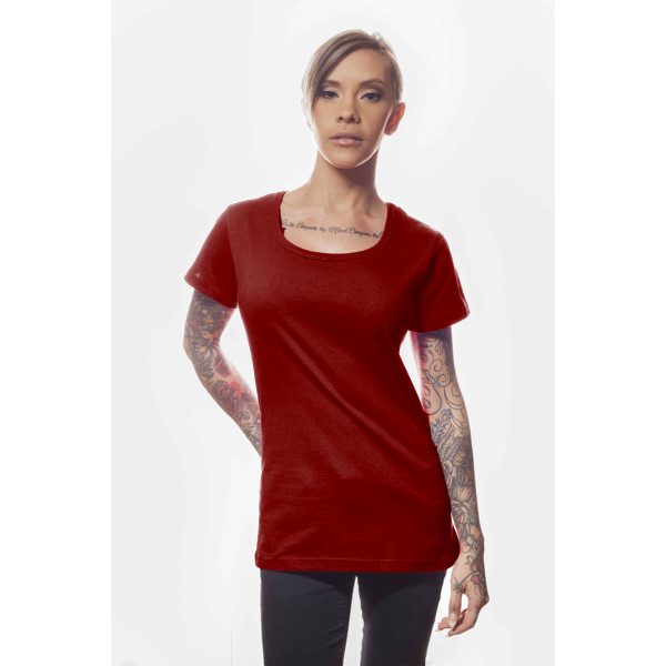 Ladies' Fashion T-Shirt Front (Burgundy)