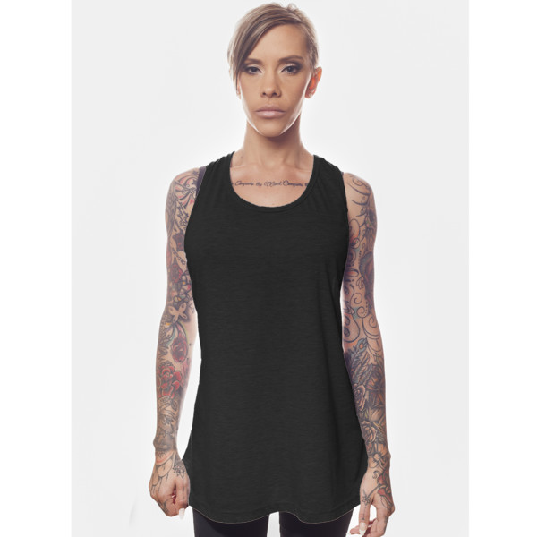 Ladies' Longline Stringer Vest Front (Charcoal Melange)