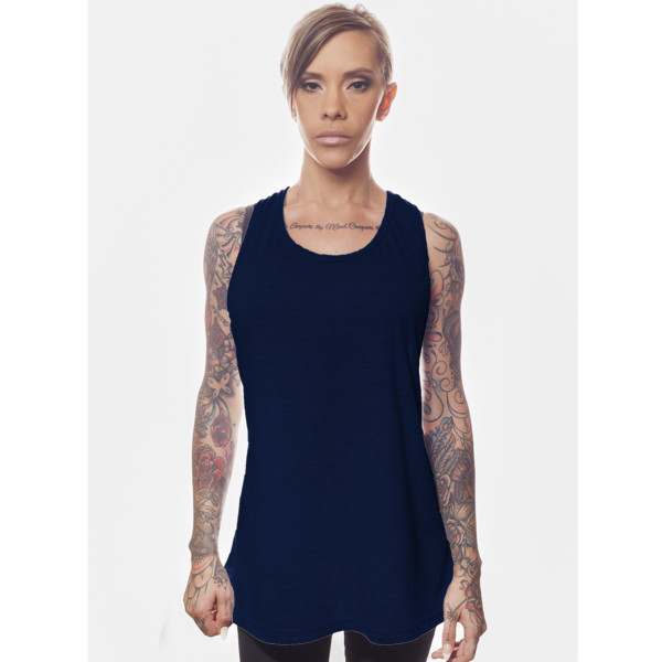 Ladies' Longline Stringer Vest Front (Navy)