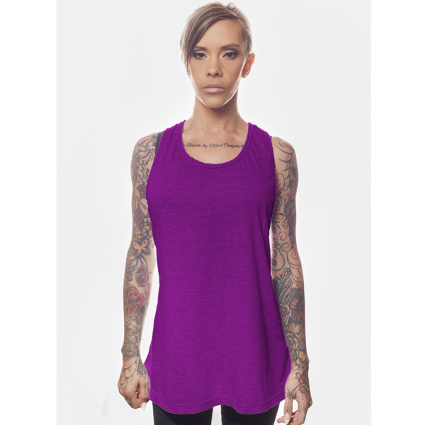 Ladies' Longline Stringer Vest Front (Purple)