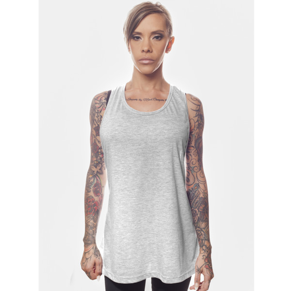 Ladies' Longline Stringer Vest Front (White)