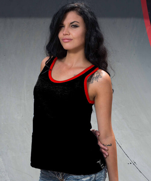 Ladies' Ringer Vest Front (Red & Black)