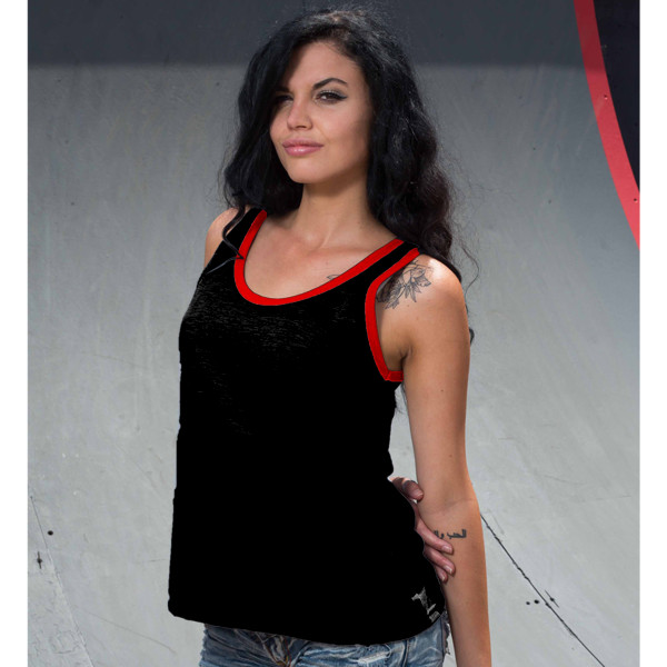 Ladies' Ringer Vest Front (Red & Black)