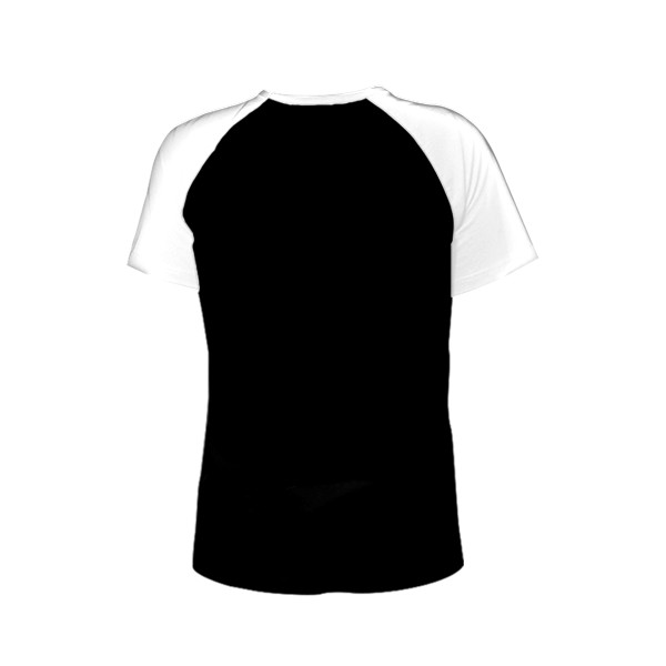 Ladies' Scooped Short Sleeve Baseball Top Back (Black & White)