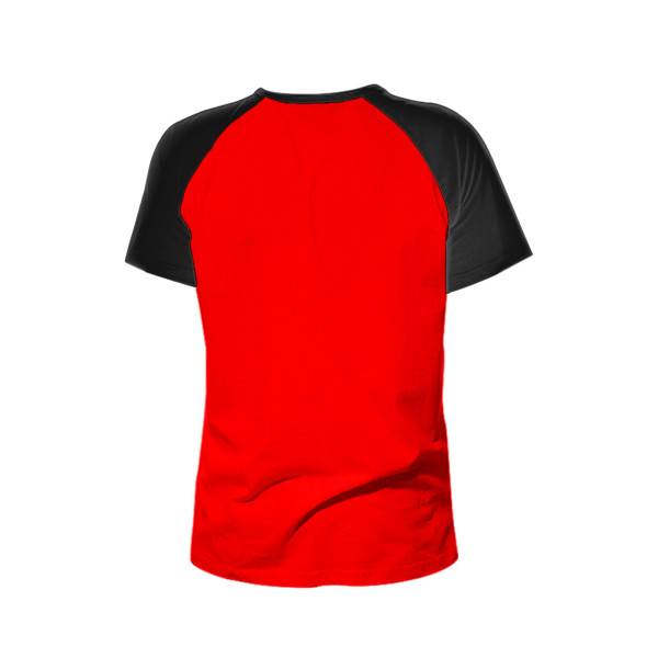 Ladies' Scooped Short Sleeve Baseball Top Back (Red & Black)