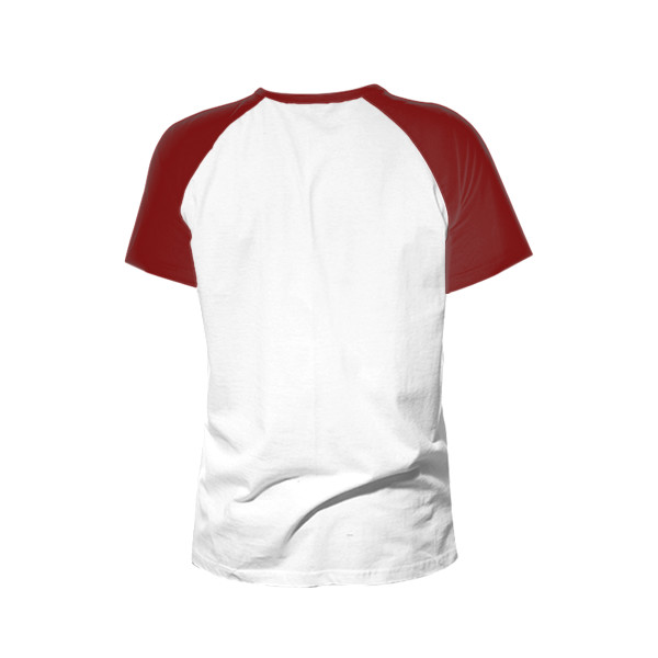 Ladies' Scooped Short Sleeve Baseball Top Back (White & Burgundy)
