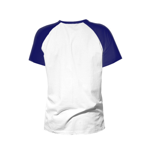 Ladies' Scooped Short Sleeve Baseball Top Back (White & Navy)