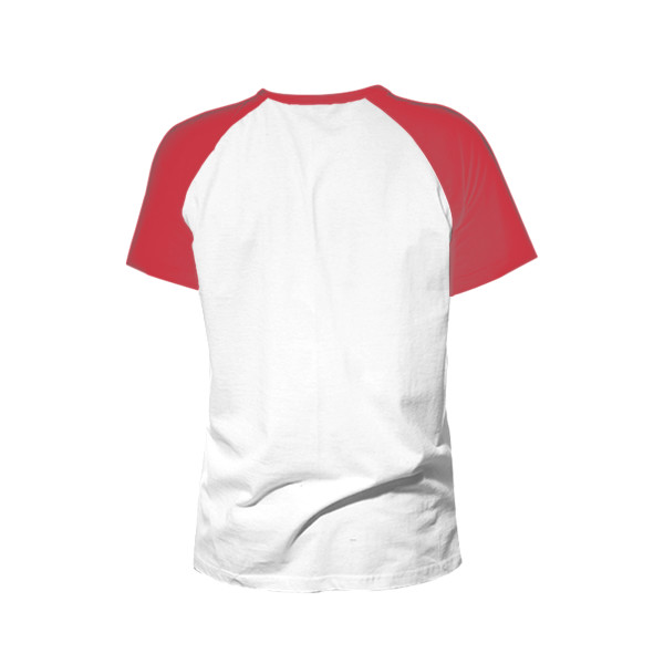 Ladies' Scooped Short Sleeve Baseball Top Back (White & Red)