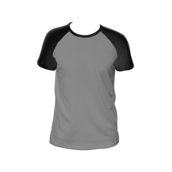 Ladies' Scooped Short Sleeve Baseball Top Front (Grey Melange Black)