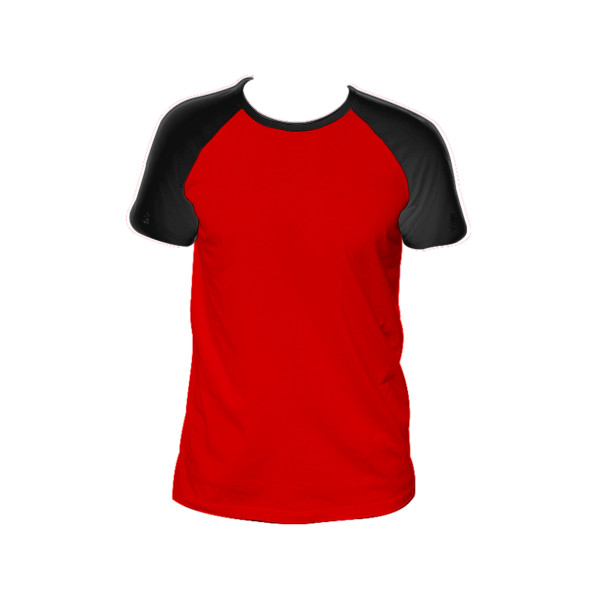 Ladies' Scooped Short Sleeve Baseball Top Front (Red & Black)