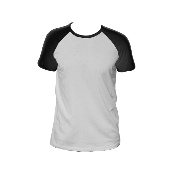 Ladies' Scooped Short Sleeve Baseball Top Front (White & Black)