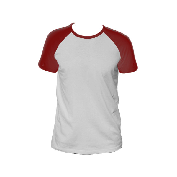 Ladies' Scooped Short Sleeve Baseball Top Front (White & Burgundy)