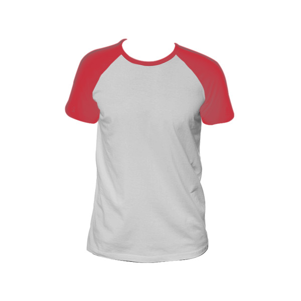 Ladies' Scooped Short Sleeve Baseball Top Front (White & Red)