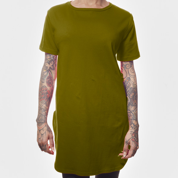 Ladies' Scooped Slouchy T-Shirt Front (Olive Green)