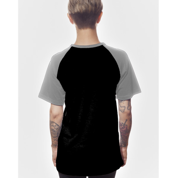 Ladies' Wide-Necked Baseball Top Back (Grey Melange Black)