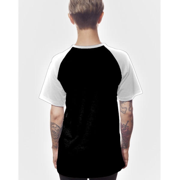 Ladies' Wide-Necked Baseball Top Back (White & Black)