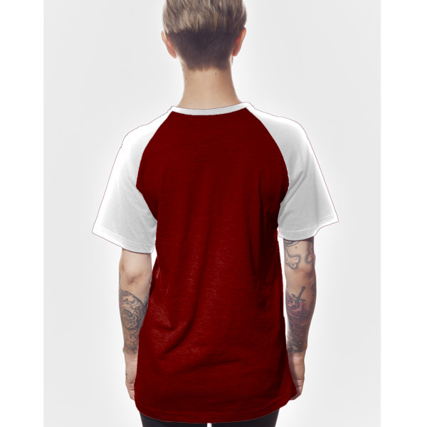 Ladies' Wide-Necked Baseball Top Back (White & Burgundy)