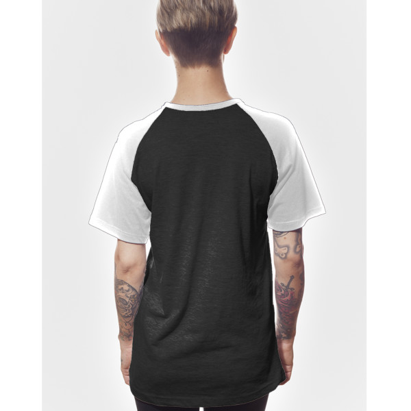 Ladies' Wide-Necked Baseball Top Back (White Charcoal Melange)