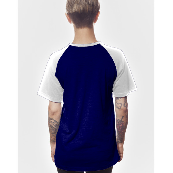 Ladies' Wide-Necked Baseball Top Back (White & Navy)