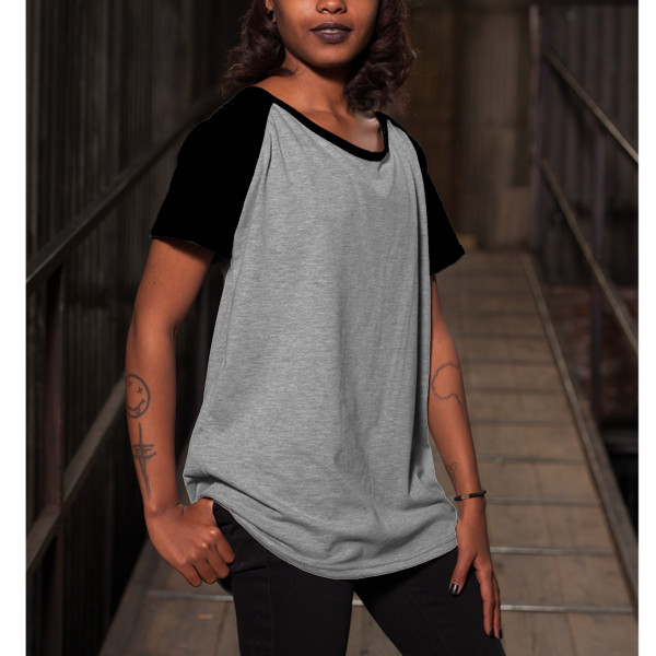 Ladies' Wide-Necked Baseball Top Front (Black & White)