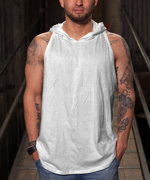 Men's Hooded Tank Top Front (White)