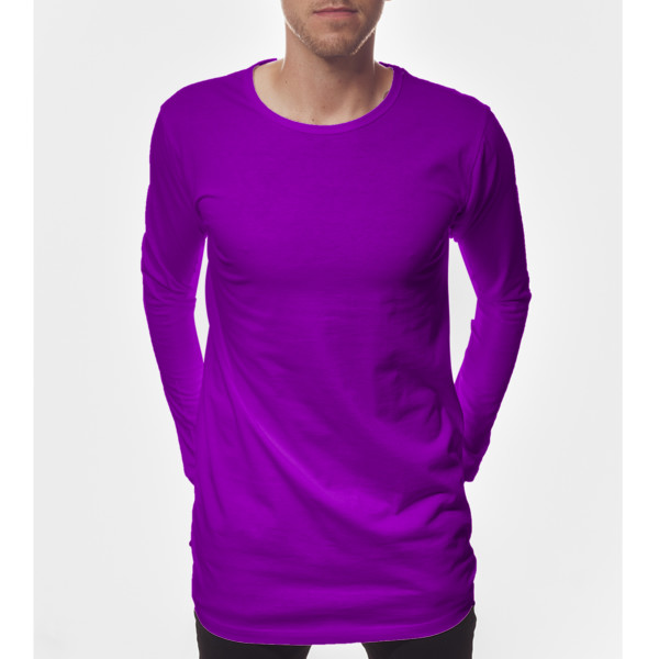Men's Long Line T-Shirt Long Sleeve Front (Indigo Melange)