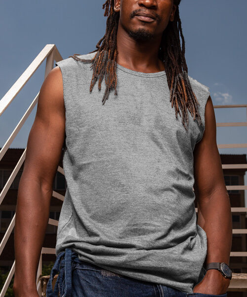Men's Muscle Tee Front (Grey Melange)