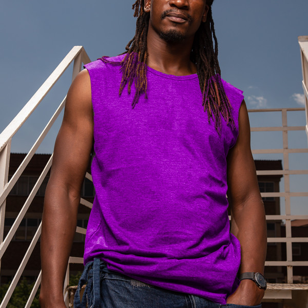 Men's Muscle Tee Front (Indigo Melange)