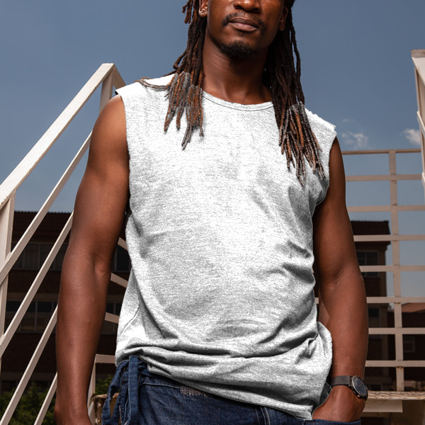 Men's Muscle Tee Front (White)