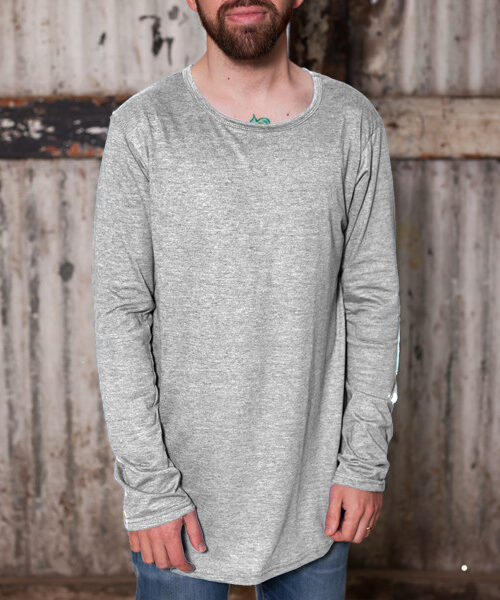 Men's Scooped Long Sleeve T-Shirt Front (White)