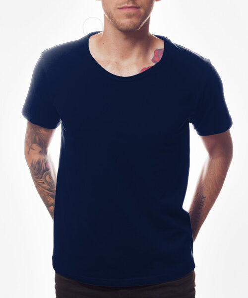 Men's Scooped Necked T-Shirt Front (Navy)