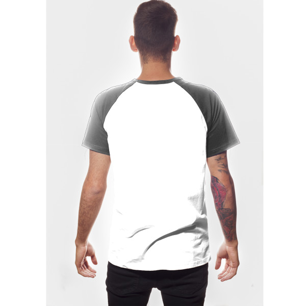 Men's Short Sleeve Baseball Top Back (Charcoal Melange White)
