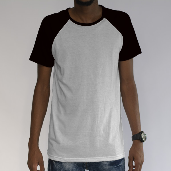 Men's Short Sleeve Baseball Top Black & White (Font)