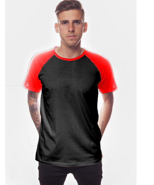 Men's Short Sleeve Baseball Top Front (Red & Black)