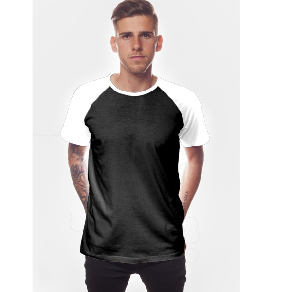 Men's Short Sleeve Baseball Top Front (White & Black)