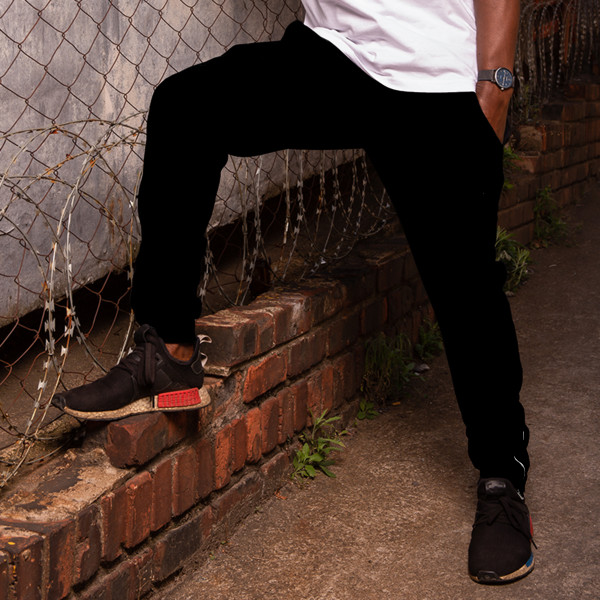 Men's Skinny-Leg Sweatpants With Side Zip Front (Black)